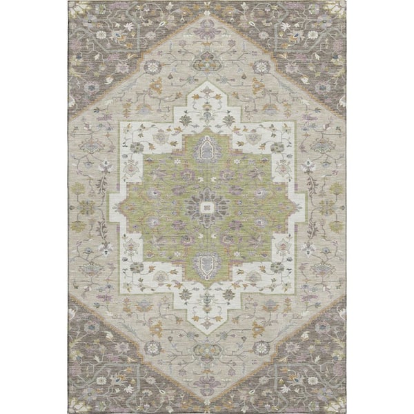 Mayfield Premium Machine Washable Abstract AMF2533 Taupe 10 ft. x 14 ft. Area Rug