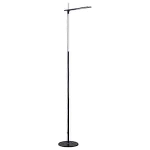 TORR 60 in. Black Dimmable Swing Arm Floor Lamp with Black Metal, Acrylic Shade