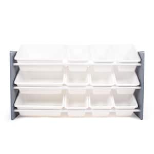 Inspire Made for Me Kids Toy Storage Organizer with 12 Plastic Storage Bins in Grey/White 42 in. W x 16 in. D x 22 in. H