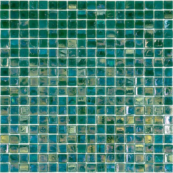 Skosh Glossy Grenn-Blue 11.6 in. x 11.6 in. Glass Mosaic Wall and Floor Tile (18.69 sq. ft./case) (20-pack)