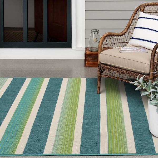 Beverly Rug Aloha Washable Aqua Indoor Outdoor Area Rug Solid 8x10