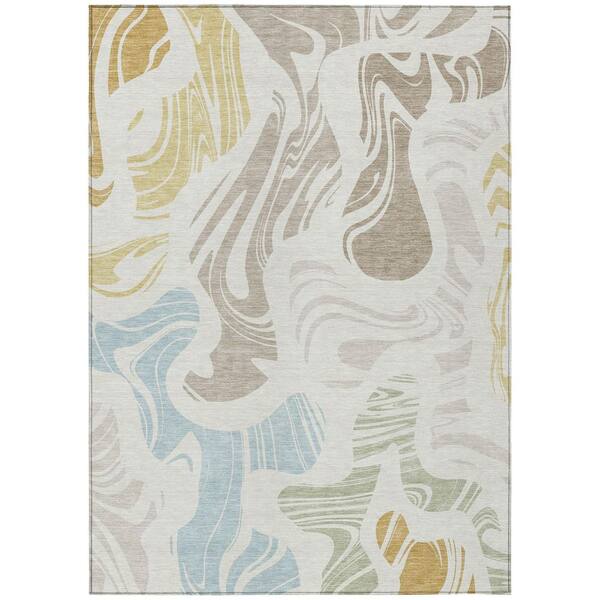 Chantille Machine Washable Indoor/Outdoor Abstract ACN2852 Ivory 5 ft. x 7 ft. 6 in. Area Rug