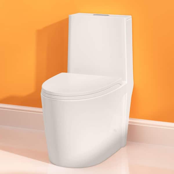 12 in. 1-Piece 1.1/1.6 GPF Dual Flush Elongated Toilet in White, Seat Included-ADA Comfort Height