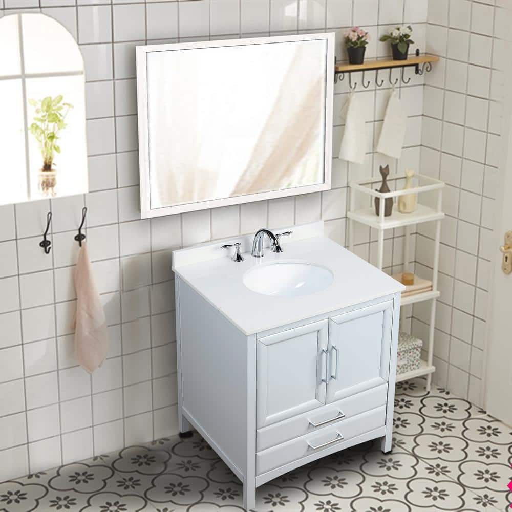 Vanity Art Rochefort 30 In W X 22 In D X 35 In H Bath Vanity In Grey With Vanity Top In White Cultured Marble With White Basin Va3230g The Home Depot