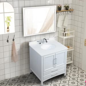 Rochefort 30 in. W x 22 in. D x 35 in. H Bath Vanity in Grey with Vanity Top in White Cultured Marble with White Basin