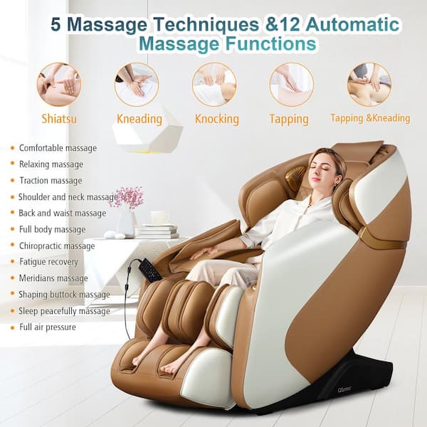 Shiatsu Massage with Heat Massage Chair-Golden | Costway