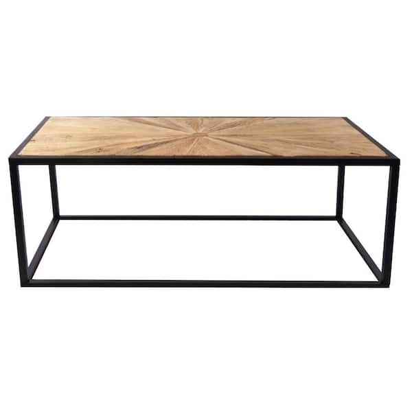 Benjara 24 in. Brown Rectangle Wood Top Coffee Table