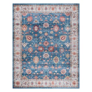 Cullen Blue/Tan 9 ft. x 13 ft. Crystal Print Polyester Digitally Printed Area Rug