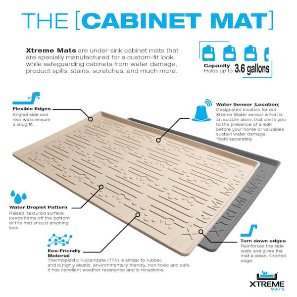 Xtreme Mats 28 in. x 19 in. Beige Bathroom Vanity Depth Under Sink