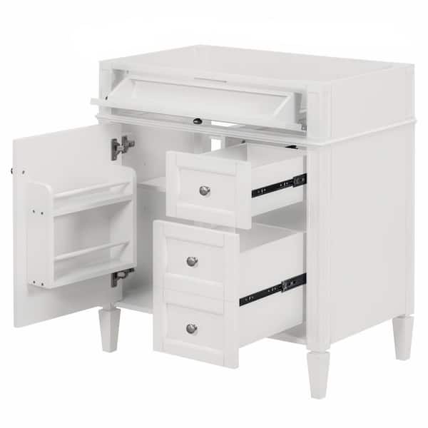 30 in. Modern Bath Vanity Cabinet without Top in White with 2 Drawers and a Tip-out Drawer