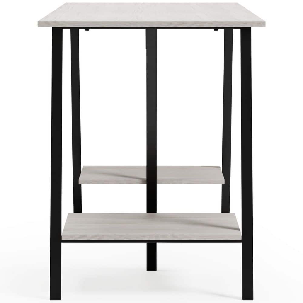 Black and White Transitional Home Office Desk with Shelves