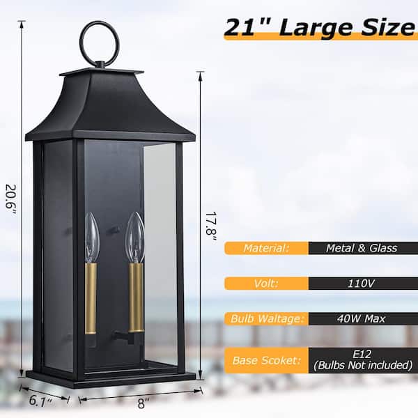 Maxax Montpelier 20.6 in. 2-Light Sand Grain Black Dusk to