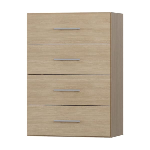25.5 in. Wood Walk-in Modular 4 Drawers Short Tower Unit with No-Shelf, Wall Mount Wood Closet System