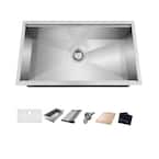 Zero Radius Undermount 18G Stainless Steel 27 in. Single Bowl Workstation Kitchen Sink with Accessories