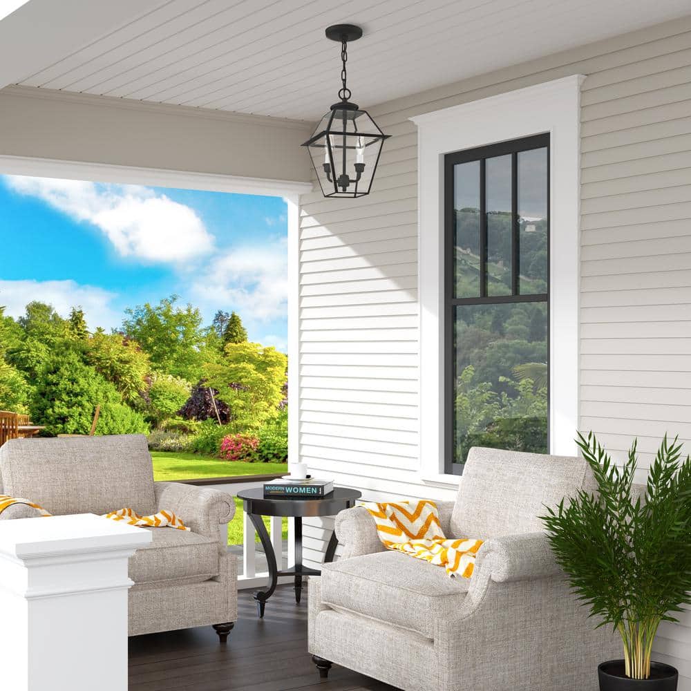 Westover Black Brass and Glass Outdoor Pendant Lantern