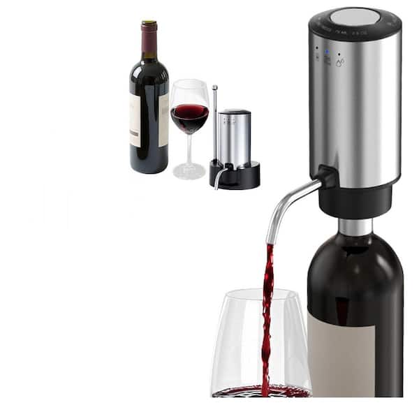 Stainless Steel Electric Wine Dispenser Decanter Aerator for Kitchen, Automatic Wine Pourer with Storage Base