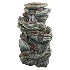 Cathedral Rocks Cascading Waterfall Stone Bonded Resin Garden Fountain