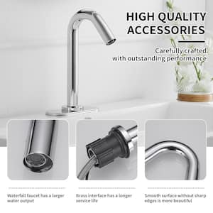 Automatic Sensor Touchless Single Hole Bathroom Sink Faucet With Temperature Mixing Valve in Polished Chrome