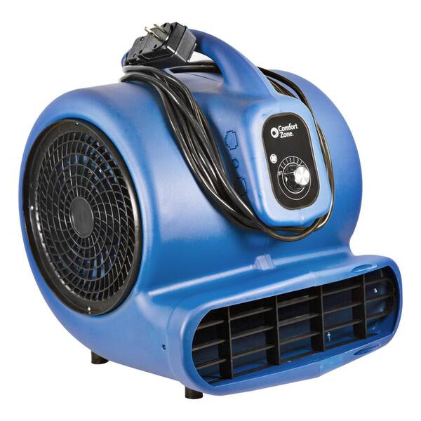 Comfort Zone 1 HP High Velocity Air Mover Carpet Dryer Blower Fan with  Timer Blue CZBC101T - The Home Depot