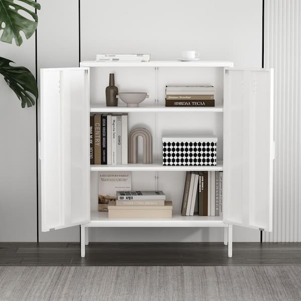 Manhattan Comfort Naomi White 40 in. H Modern Accent Cabinet with