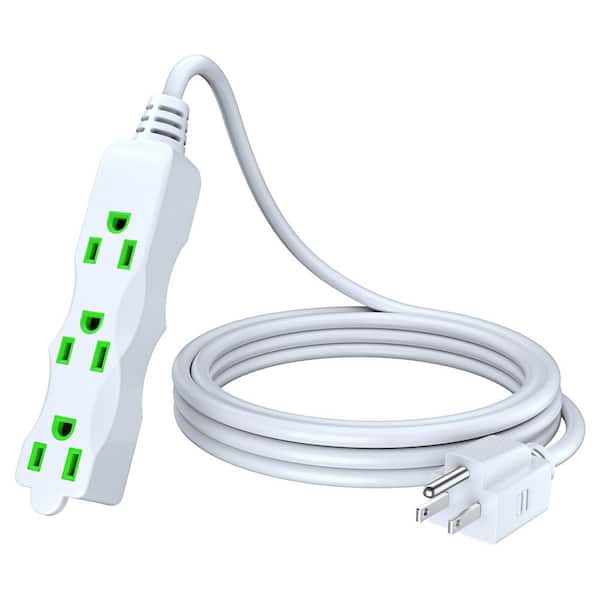 15 ft. 16 / 3 Light Duty Indoor I-Shaped Extension Cord, 3-Outlet, 13 Amps, White with Green Indicators