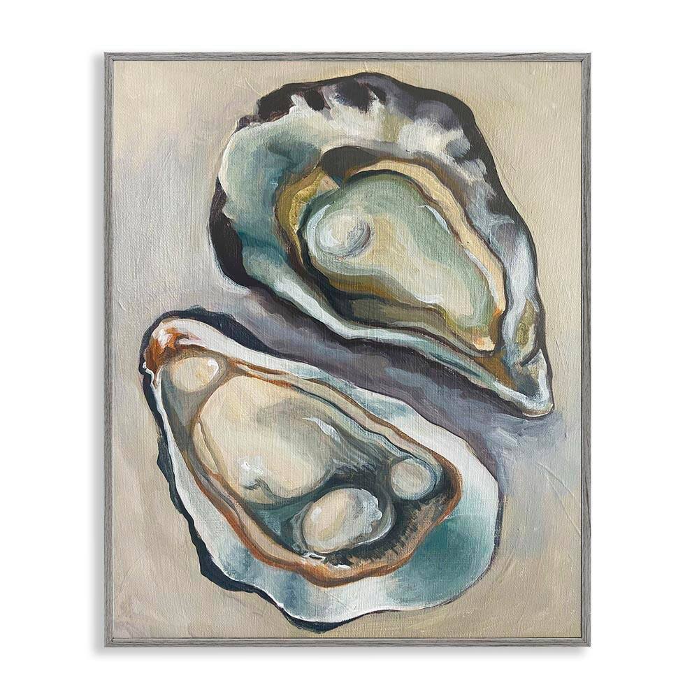 Nautical Oyster Duo by Daphne Polselli Gray Framed Animal Giclee Art Print 20 in. x 16 in. price history on PriceWatchPro