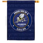 28 in. x 40 in. Seabees Proud Dad Sailor House Flag Double-Sided Armed Forces Decorative Vertical Flags