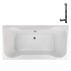 N-4460-766-BNK 60 in. x 32 in. Rectangular Acrylic Soaking Drop-In Bathtub, with Center Drain in Brushed Nickel