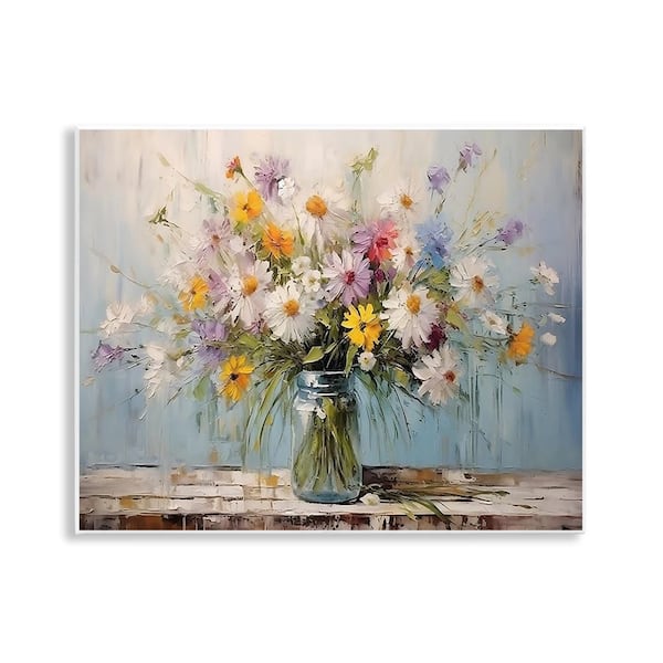 Wildflower Bouquet in Jar by Franklyn Gregory Unframed Nature Graphic Art Print 11 in. x 14 in.