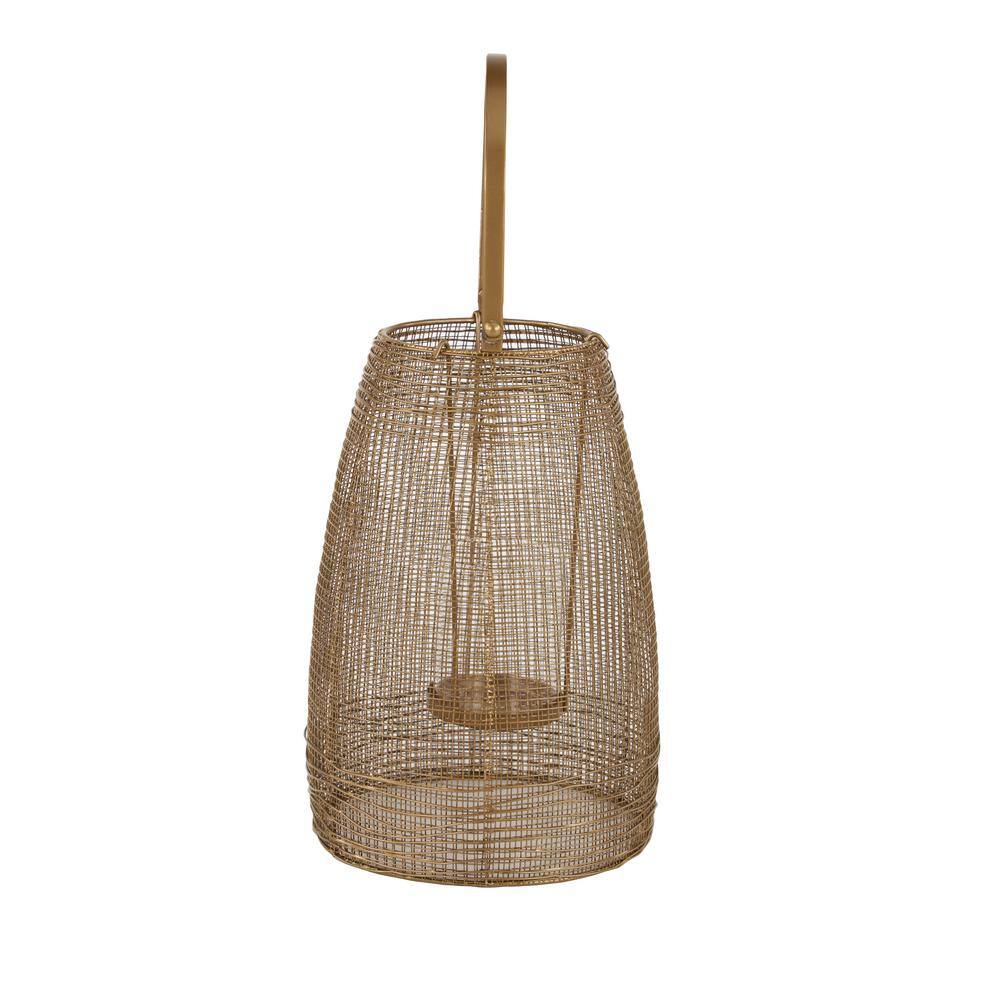 Gold Metal Hanging Hurricane Candle Lantern