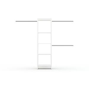 48 in. W to 92 in. W White Closet Shelf Tower with Rod Extensions Wood Closet System