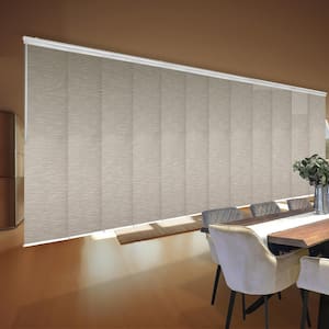 Hemp 140 in. - 260 in. W x 116 in. L Adjustable 12-Panel White Double Rail Panel Track with 23.5 in. Slates