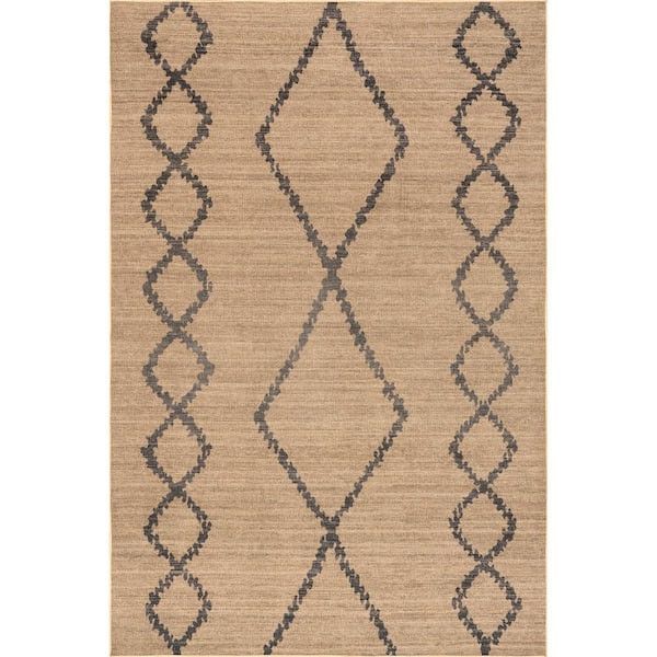 nuLOOM Nita Tribal Bands Natural 4 ft. x 6 ft. Easy-Jute Machine Washable Area Rug