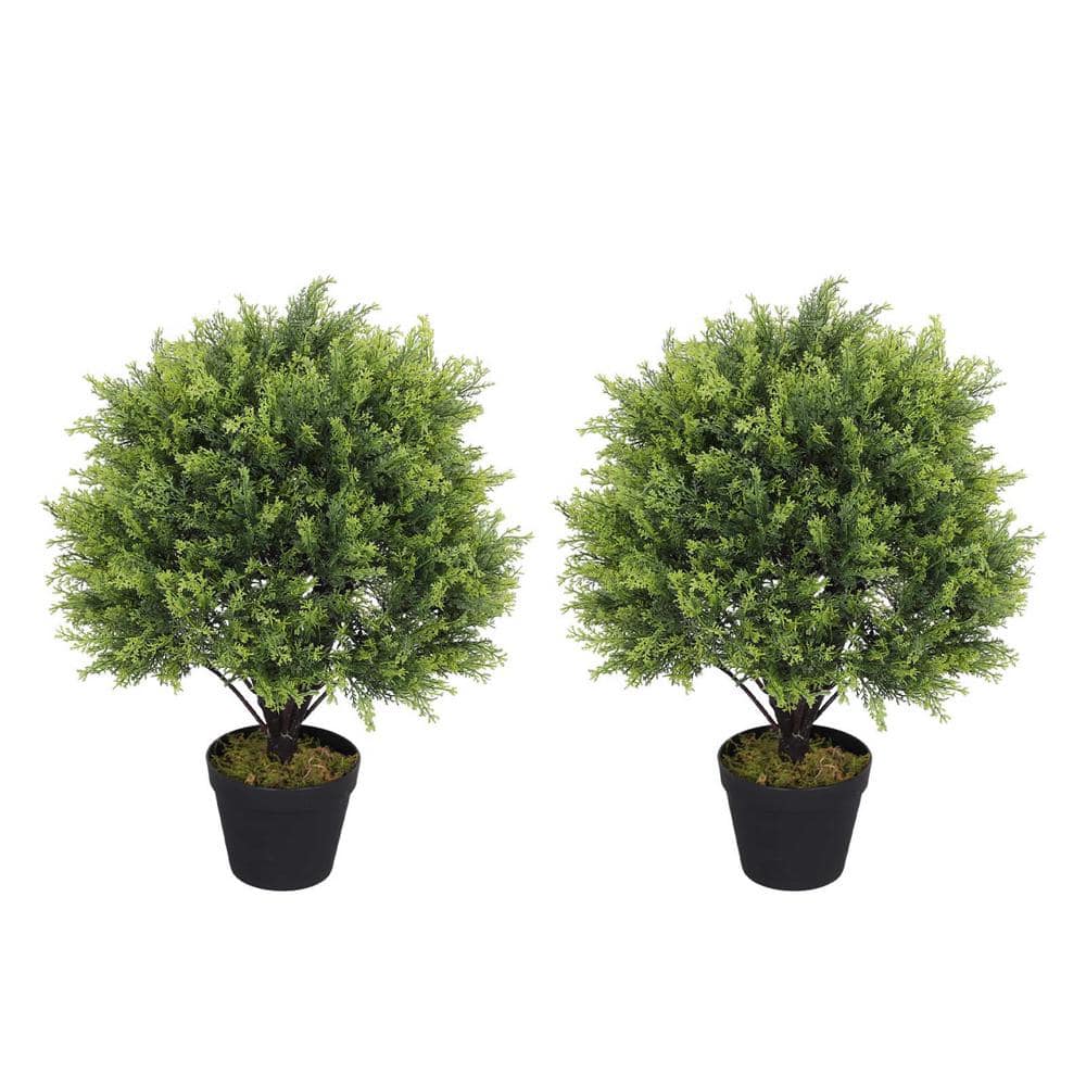 2 ft. Artificial Topiary Cedar Tree Faux Boxwood Plants UV Resistant Decora