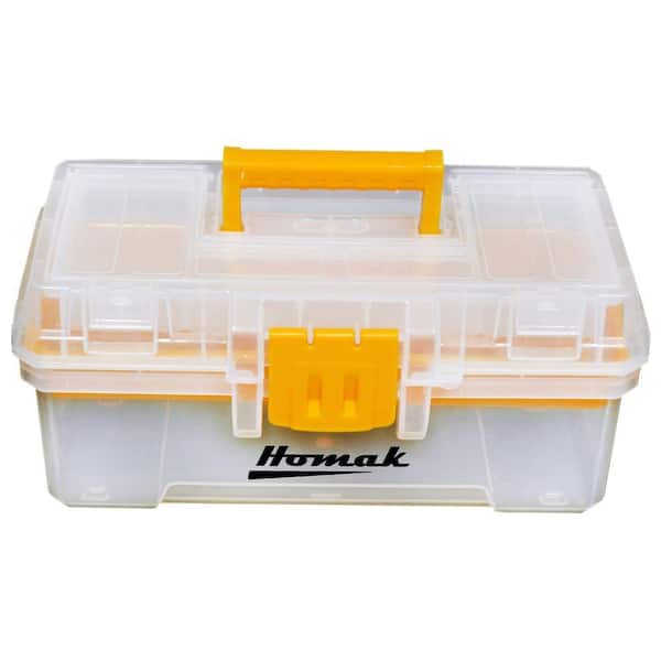 Homak 12 in. Plastic Transparent Tool Box