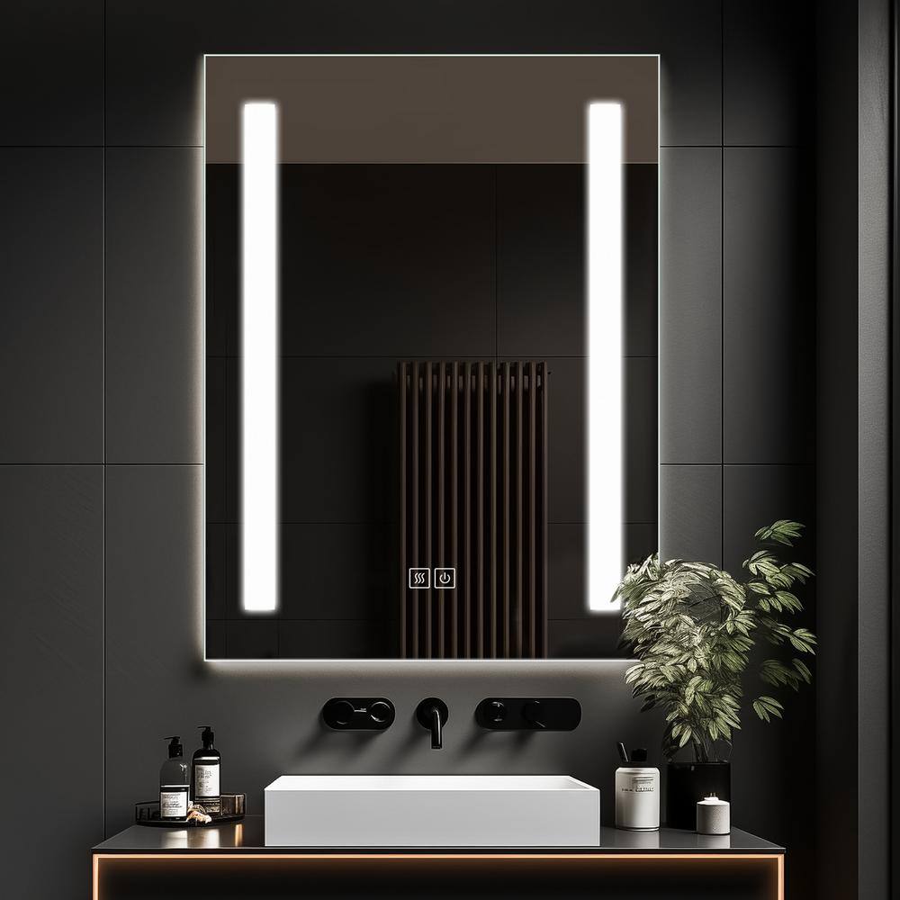 18 in. W x 24 in. H Rectangular LED Lighted Anti-Fog Dimmable Bathroom ...
