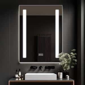 18 in. W x 24 in. H Rectangular LED Lighted Anti-Fog Dimmable Bathroom Vanity Mirror in Silver