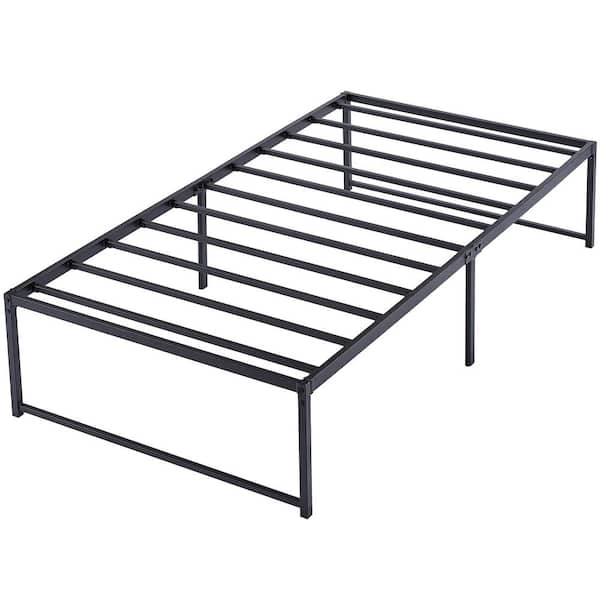 VECELO Bed Frame Black Metal Frame Twin 16 in. H Platform Bed No Box Spring Needed, Mattress Foundation