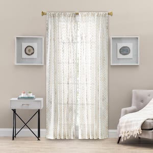 48 in. W x 84 in. L Crushed Taffeta Rod Pocket Sheer Curtain Deco Panel in Gold