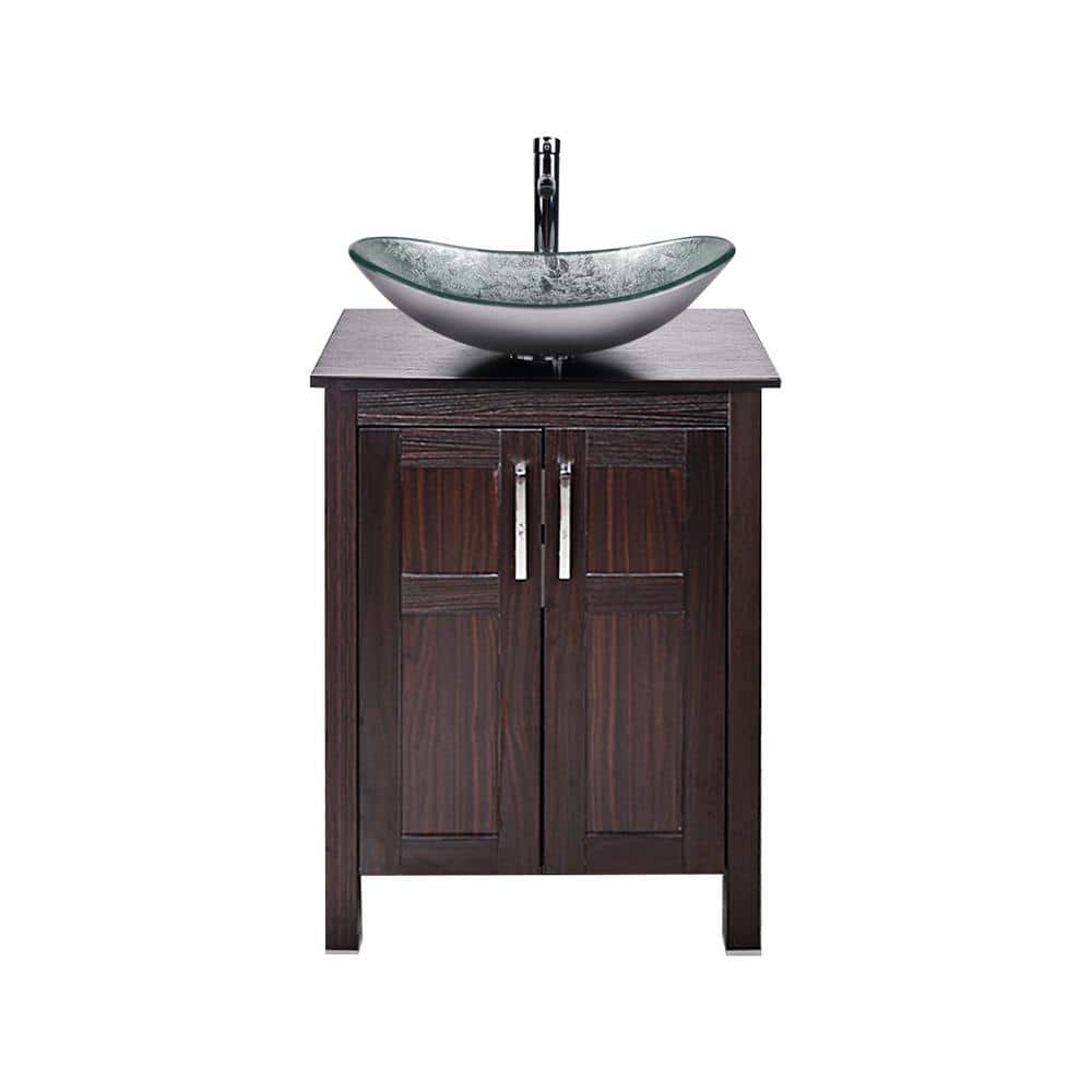 Puluomis 24 in. W x 19 in. D x 38 in. H Single Sink Bath Vanity in Blue with Blue Solid Surface Top and Mirror