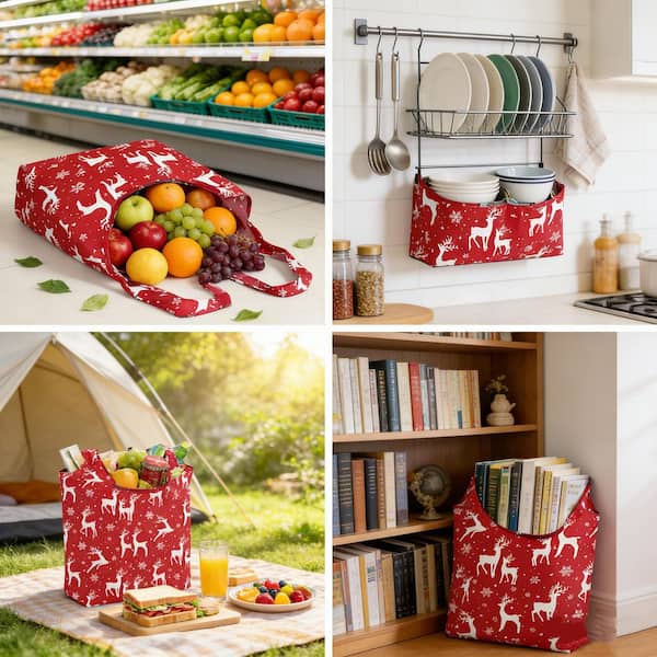 10 Pack Multi-Colored Reusable Grocery Bag with Storage Pouch, Reusable Shopping Bags Bulk with Elastic Band