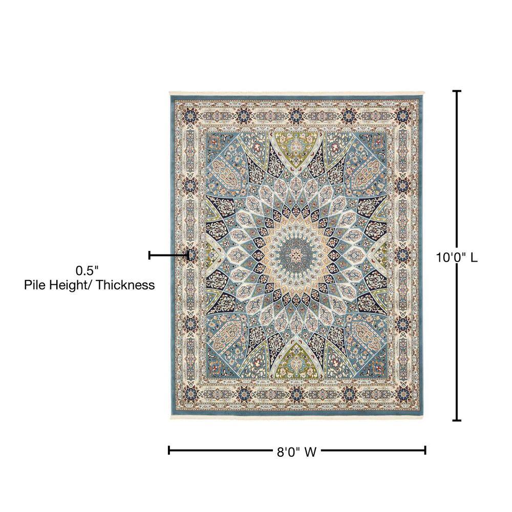 Blue Floral 8' x 10' Stain-Resistant Easy Care Rug