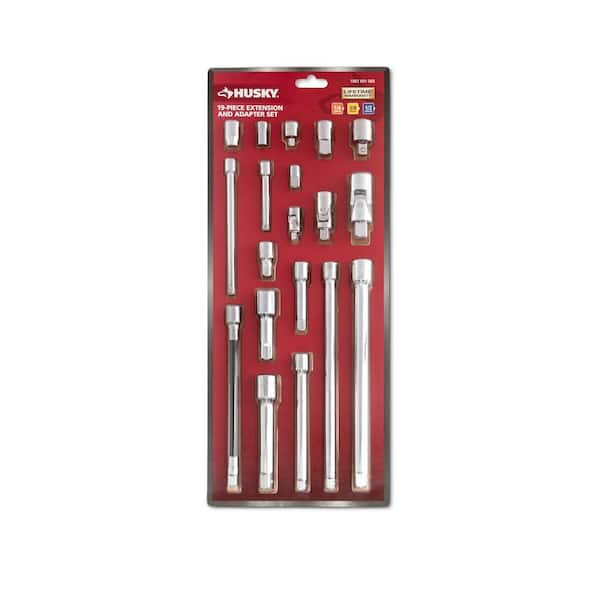 Husky 1/4 in., 3/8 in., 1/2 in. Drive Accessory Set (19-Piece)