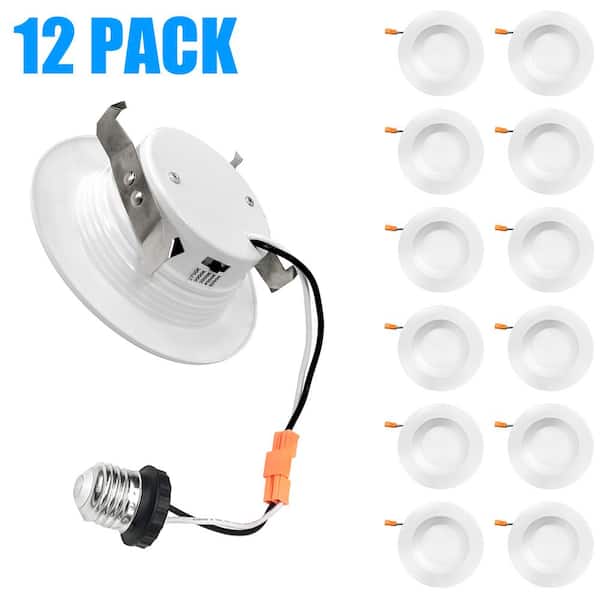 WYZM 4in 5CCT Retrofit Recessed Dimmable LED Downlight Selectable 2700K-5000K with E26, TP24,750 Lumens (12-Pieces)