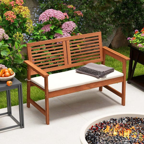 Natural wood outdoor online bench