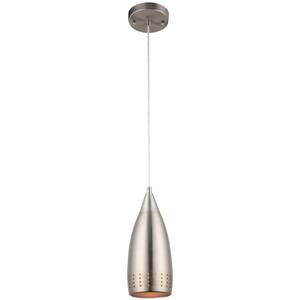 Percy 1-Light Brushed Nickel Mini Pendant with Perforated Metal Shade