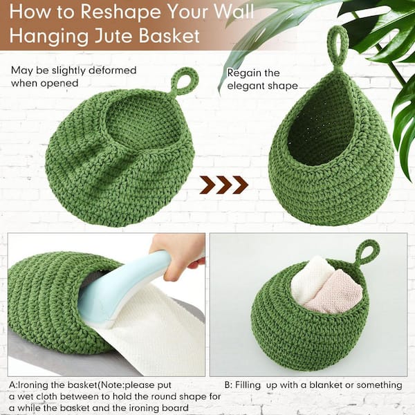 Wudkey 3-Piece Hanging Wall Fruit Basket, Teardrop Hanging Basket