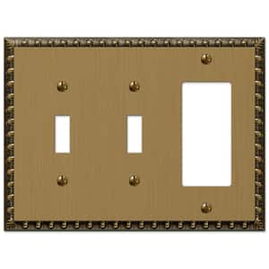 Antiquity 3 Gang 2-Toggle and 1-Rocker Metal Wall Plate - Brushed Brass