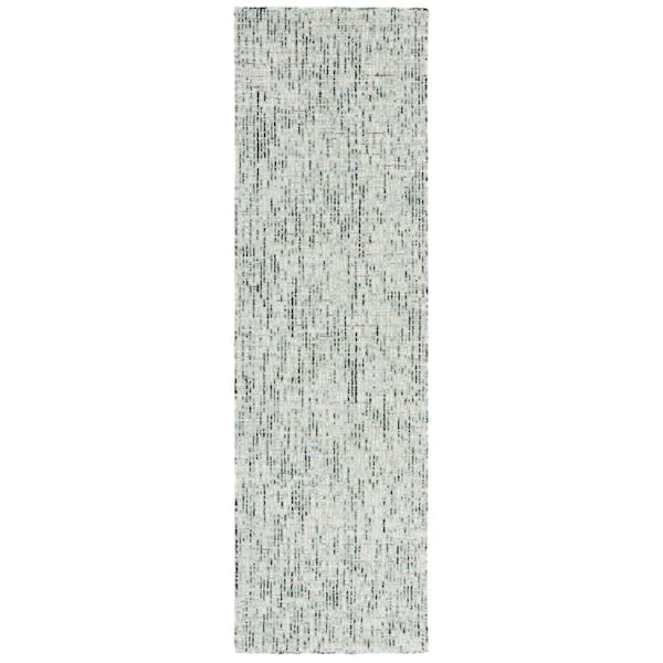 Abstract 2 ft. x 8 ft. Green/Ivory Speckled Runner Rug