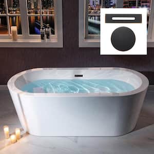 Derby 67 in. Acrylic FlatBottom Double Ended Bathtub with Oil Rubbed Bronze Overflow and Drain Included in White